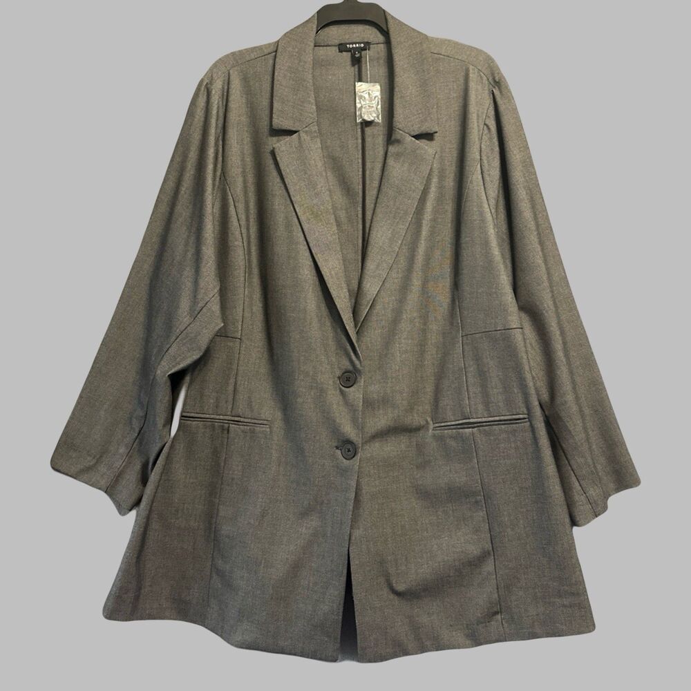 Torrid Studio Luxe Long Line Blazer Jacket Size 6 6X (30) Gray Career Office